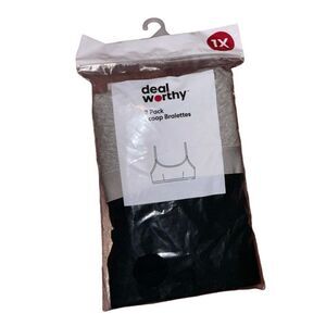 NEW WITH TAGS Women's 2pk Cotton Blend Scoop Back Bralette - Dealworthy™ Black/H